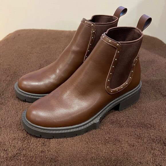 Coach Lory Chunky Studded Ankle Bootie Brown Size 6 - Picture 5 of 15